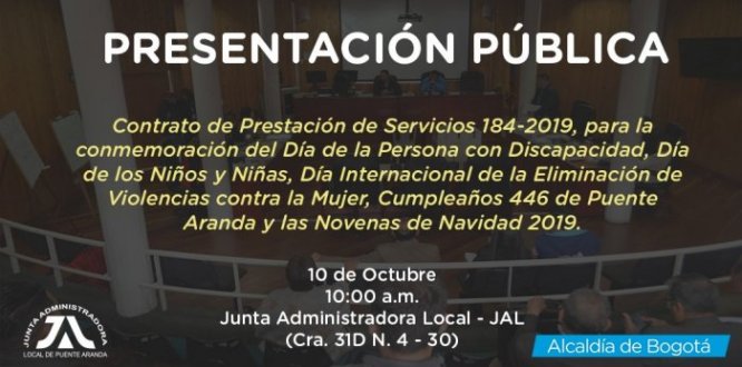 Presentación pública del Contrato de Prestación de Servicios 184 del 2019